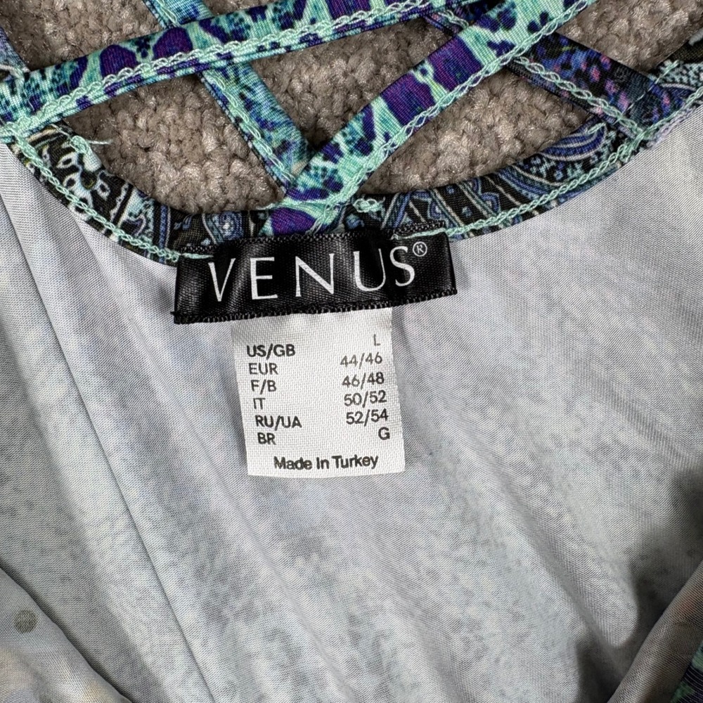 Venus Womens Blue Embellished Strappy Cami Top Boho Snakeskin Print Large - Picture 6 of 8